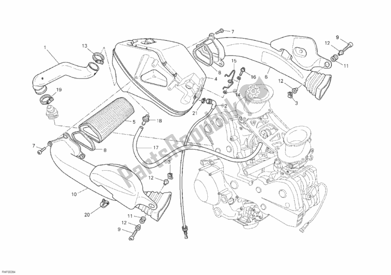 All parts for the Intake of the Ducati Superbike 848 EVO Corse SE USA 2012